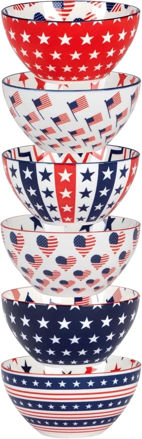 Certified International Patriotic 16 oz. Bowls, Set of 6 - Thumbnail 2
