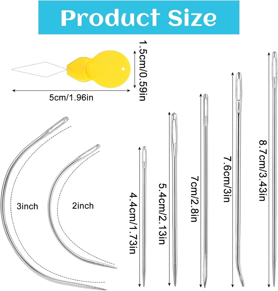 Ledernadel Set 14 Stück Gebogene Sattlernadeln mit Nadeleinfädlern für Leder - Bild 2 von 4
