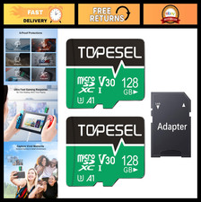 128GB Micro SD Card 2 Pack with Adapter, High Speed UHS-I U3 A1 for Camera, Dron
