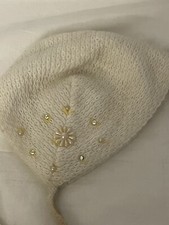 Vintage Crocheted  Knitted CHILD'S BABY CAP Hat w/ Beads Antique