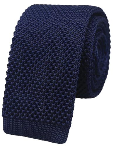 Men's Solid Color Knit Tie Skinny Formal Flat-end Smart One Size Navy Blue - Bild 1 von 4