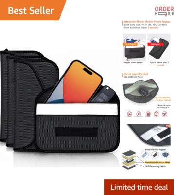 Faraday Bags 4 Pack Signal Blocking Phone Key RFID GPS Privacy Wallet