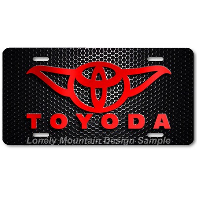 Toyoda Parody Art Red on Mesh FLAT Aluminum Novelty Auto Car License Tag Plate