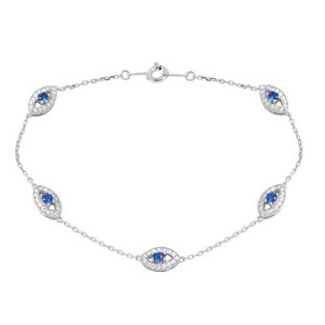 tanzanite evil sterling bracelet chain diamond eye round silver