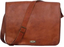 18" Mens Satchel Vintage GVB Leather Messenger Bag Shoulder Laptop Bag Briefcase