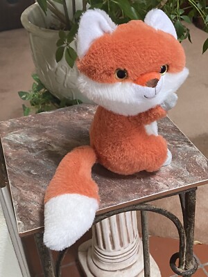 ORANGE WHITE Stuffed Fox Toy RARE STANDING SIDEWAYS