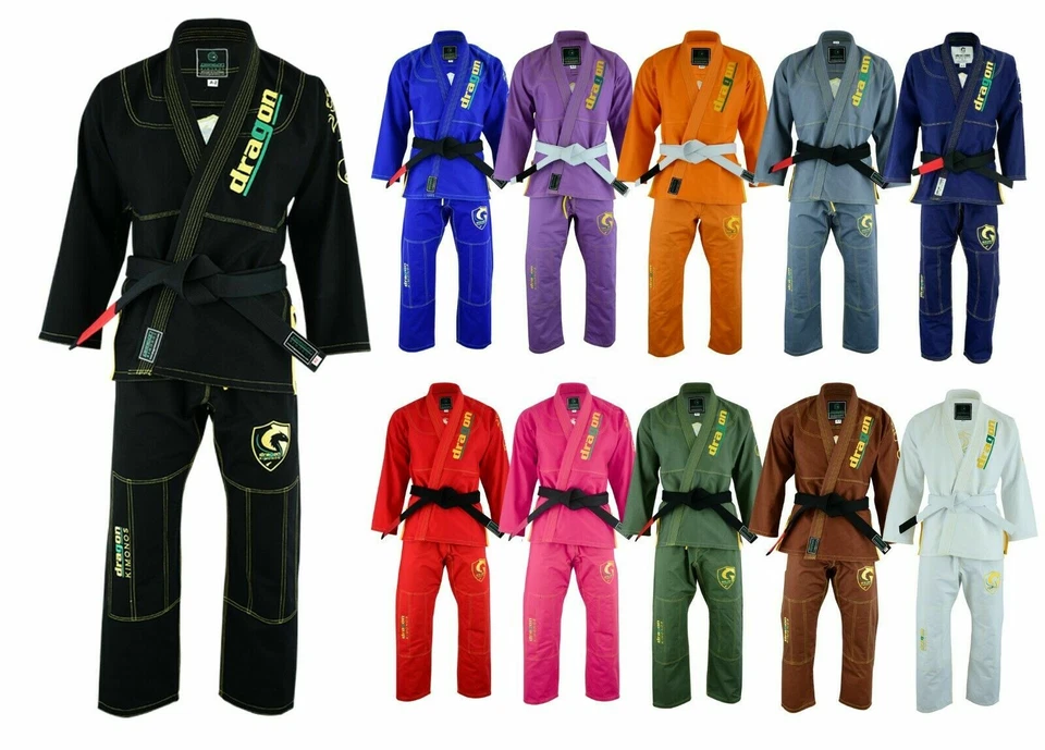 Brasileño Jiu Jitsu Gi Kimonos Agarre Todo Color 350 GSM Dragón PROFESIONAL Foto 4 de 4