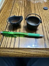 Set of two vintage miniature cast iron pot And Coal Bucket