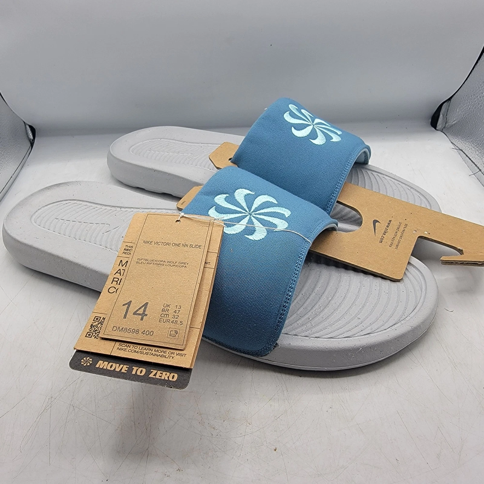 Nike Victori One Next Nature sandali uomo 14 blu slide casual DM8598 400