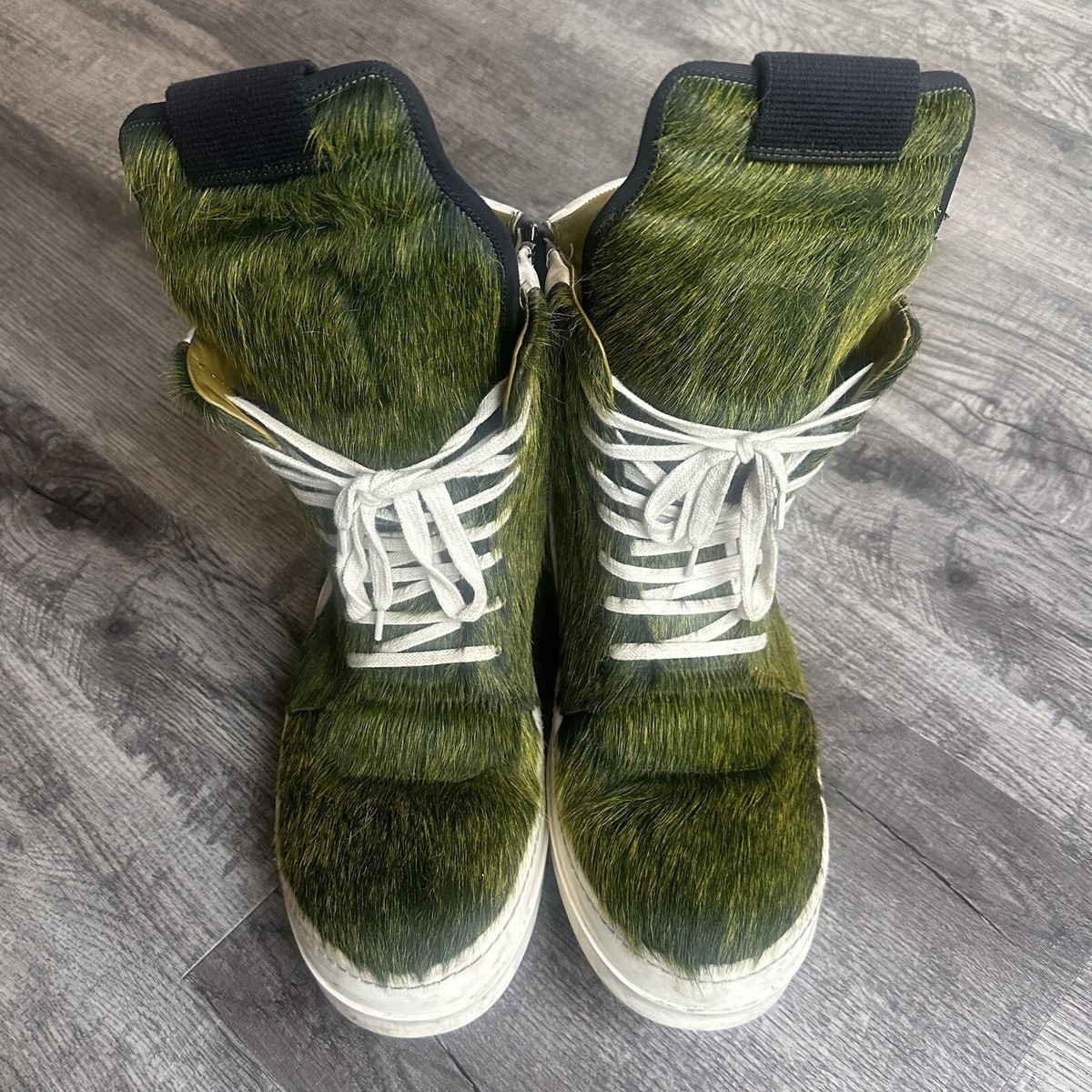 Rick Owens Geobasket Sneakers 45 | 12 Green Pony Hair | eBay