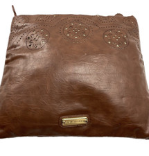 Steve Madden Clutch Brown Leather Makeup Bag Toiletry Carrier Purse, VTG, As is 