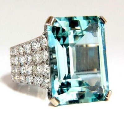 Limited Edition Emerald Cut Blue Lab Created Aquamarine Solitaire Style Ring