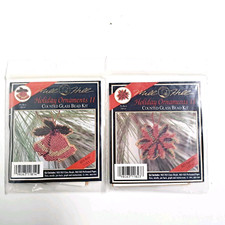 2 Mill Hill Holiday Ornament / Pin Back Counted Glass Bead Kit Bells Poinsettia