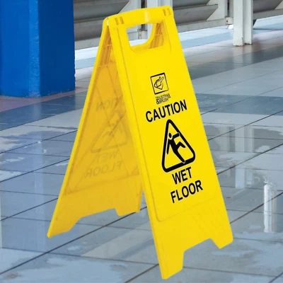 THE DUSTPAN AND BRUSH STORE Caution Wet Floor Sign A Frame Warning Slippery Hazard Safety Yellow Cone Clean