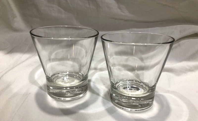 Set of 2 Crown Royal Lowball Whiskey Rocks Glasses Bottom Pillow Logo Made Italy