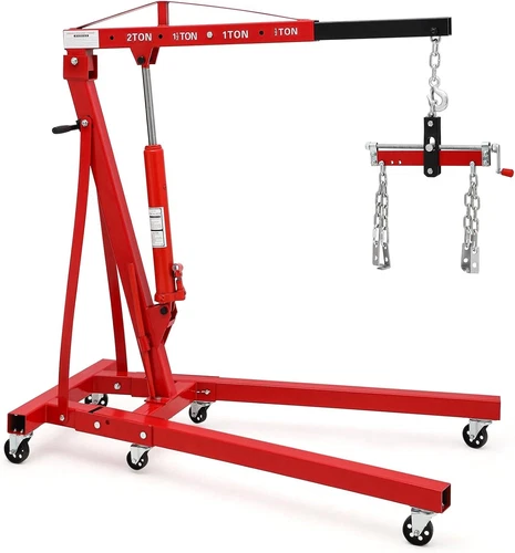 2Ton 4400LBS Folding Engine Hoist with Lever Hydraulic Cherry Picker Crane Lift