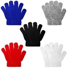 5-6 Pairs Kids Gloves Knit Gloves for Kids White, Black, Gray, Blue, Red