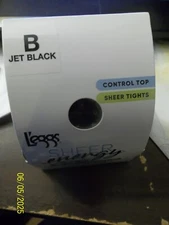 L'EGGS SHEER ENERGY~COMPRES~SHEER~MEDIUM SUPPORT LEG~CONTROL TOP~HOSE~SZ B~BLACK