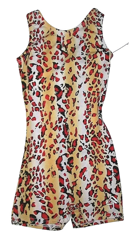 Alpha Factor Biketard Unitard Bodysuit Animal Print Bike Leg New Girl S 4 5