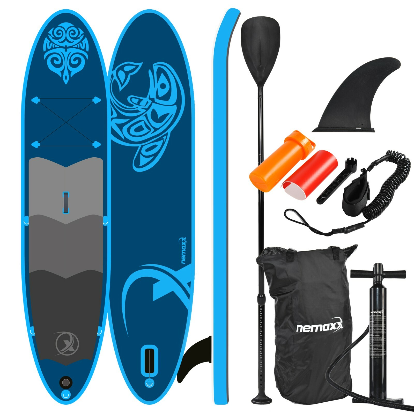 Details zu Stand up Paddle Board SUP Surfbrett Surf-Board Set aufblasbar + Paddel Nemaxx BW Preis neu