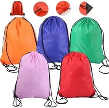 5 Pcs Drawstring Backpack Bags, Lightweight Cinch Sacks Backpack String Bags