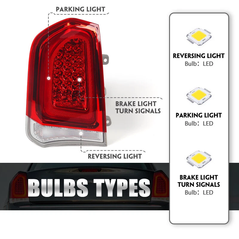 For Chrysler 300 2015-2023 Chrome Trim Full LED Tail Light Lamp Brake Driver LH Foto 2 de 4