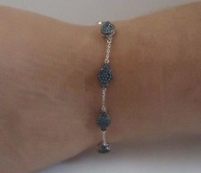 TURQUOISE CHAIN BRACELET / 925 STERLING SILVER / OVERALL LENGTH 7.5''