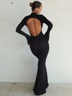 Summer for Women Solid Half Turtleneck Sleeves Backless Dress Sexy Elegant