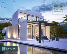 Lean to Veranda Pergola 3.4X3.7 Grey Clear Aluminium Patio Cover Stockholm