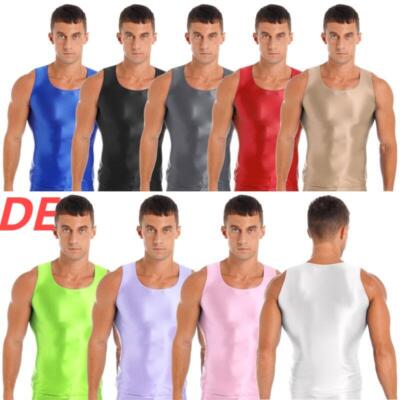 DE Herren Sport Tank Tops Ärmellos Muskelshirt Einfarbig Stretch Männer Sporttop
