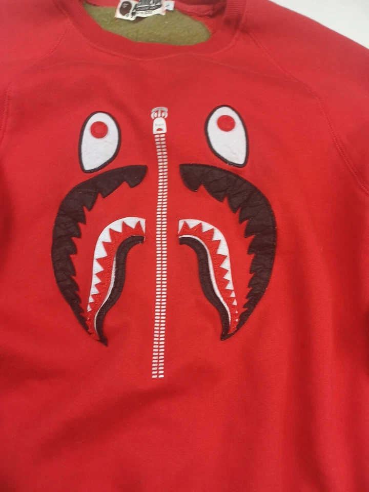 Youth Size Large A Bathing Ape Shark Crewneck Red Camo Double Sided Patch - Image 2 of 4