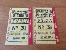 1976 Playfair Horse Racing Tote Betting Tickets, $5 Win Bets - VERY NICE!