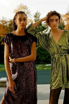 Anthropologie Maeve Women Kara Sequined Brown Mini Dress sz XS NWT | eBay