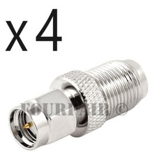 4 Pack - SMA Male Plug to F-Type Female Jack RF Coax Adapter Converter Connector