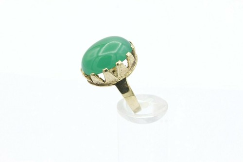 Damen Ring 585er Gelbgold mit grüner stein G. 55 7,3g - Picture 2 of 5