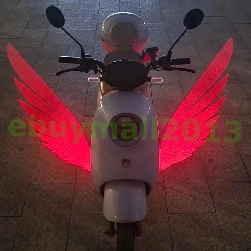 BT APP Moto Cola Lateral RGB LED Ala de Ángel Bienvenido Advertencia Lámpara Proyector de Sombra Foto 3 de 4