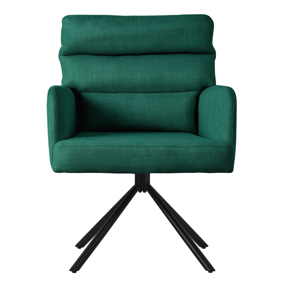 2x Silla comedor giratoria asiento verde oscuro mueble tapizado con patas metal - Imagen 2 de 4
