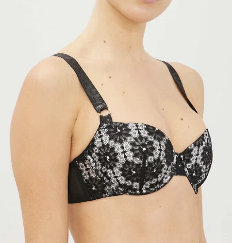 Myla London Victoria Park Padded Bra Black/White Underwire Size 32C New