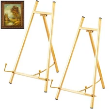 2 Pack Gold Metal Plate Stand 16.5" Tall Table Top Easel for Art Display