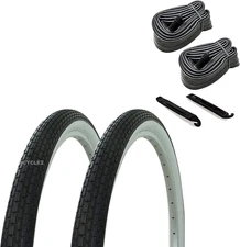 One Pair 20" X 1.75 Brick or Grooved White Wall Tires Includes 2-20" Tubes and 2