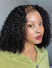 14 Inch Headband Wig Kinky Curly Wig, Deep Wave Synthetic Hair