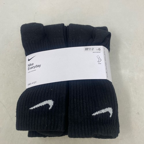 Nike Everyday Cotton Cushioned Crew Socks 6-Pack Black L