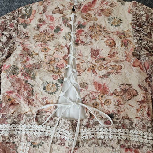 Just Me Dress Floral Lace Cottagecore Fit And Flare Puff Sleeve Size Small - Picture 12 of 13