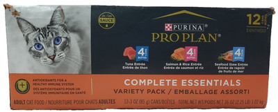 Purina ProPlan High Protein Wet Cat Food Variety Pack,Essentials Seafood,12 Cans