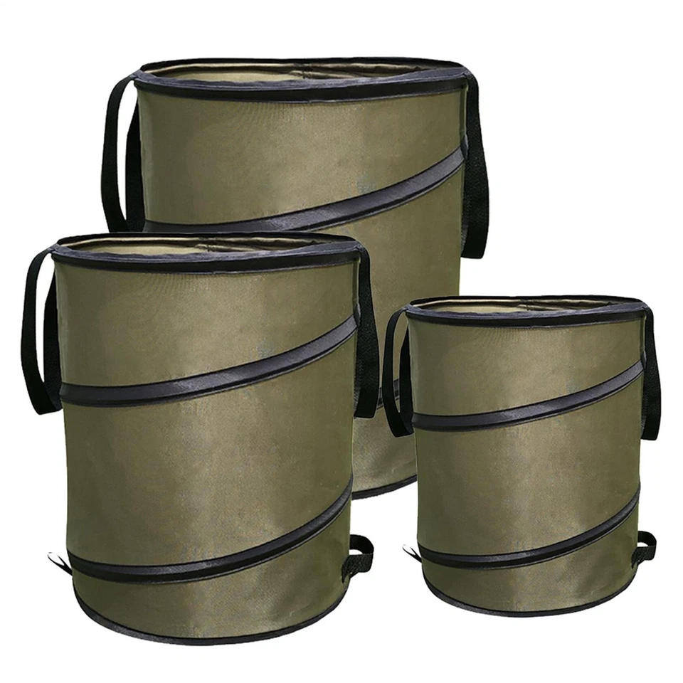 Bolsas de basura de jardín de alta resistencia pop-up bote de basura sacos de almacenamiento reutilizables con asas Foto 3 de 4