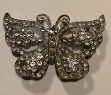 Butterfly Covered in Rhinestones  Jeweled Floral See Through Ladies Belt Buckle