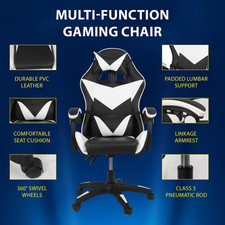 Gaming Chair Massage Computer Chair with Footrest and Lumbar Swivel PC Chairs