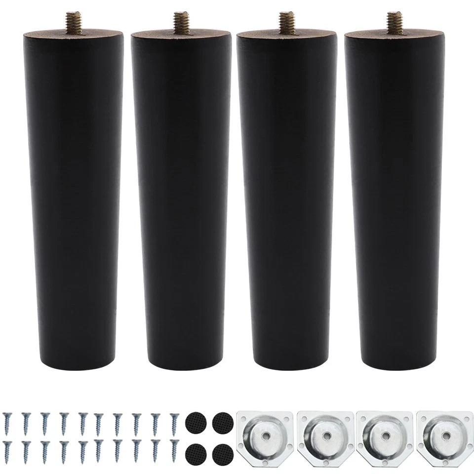 4pc Wooden Table Legs Tapered Solid Oak Table Chair Stool Chest Sofa Feet 6 Size - Image 3 of 4