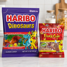 Haribo Fizzy Cola & Dinosaurs Gummi Candy 2-Pack, 5 oz Bags, 5oz
