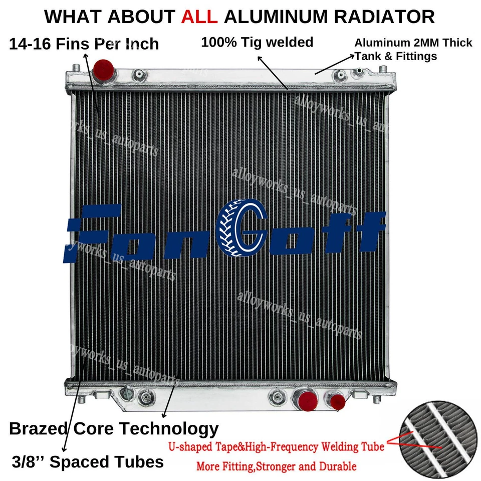 All Aluminum Radiator For 1999-2004 Ford F250 F350 Super Duty Excursion 6.8/7.3L Foto 2 de 4
